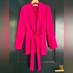 Zara hot pink belted blazer. Size M.
